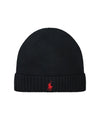 Cappello Uomo Nero in lana, con risvolto e ricamo