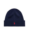 Berretto Uomo in lana navy con pony