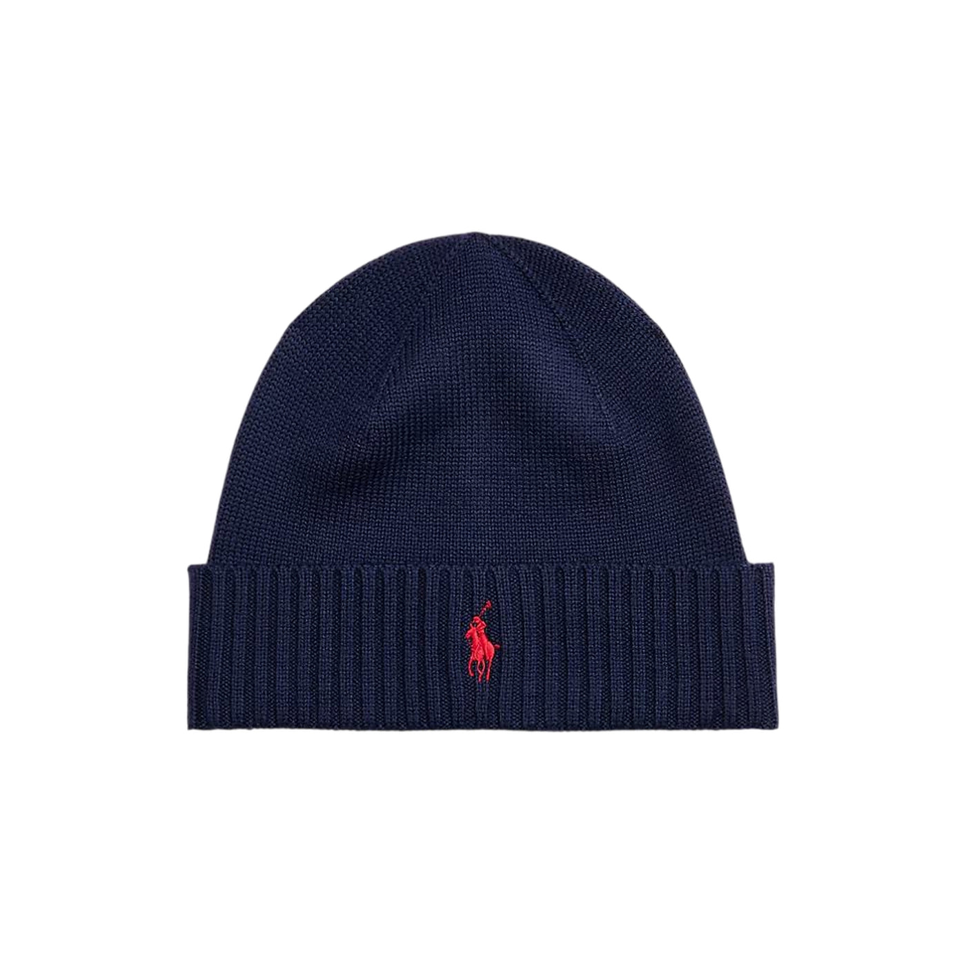 Berretto Uomo in lana navy con pony