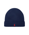 Cappello Uomo in lana Navy, con risvolto e ricamo 
