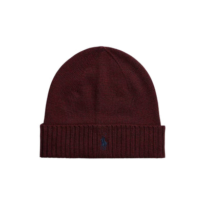 Berretto Uomo in lana bordeaux con pony