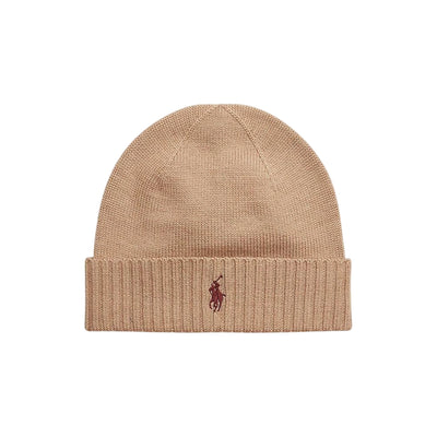 Berretto Uomo in lana beige con pony
