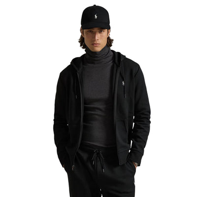 Felpa Uomo con cappuccio e zip Nero modello frontale