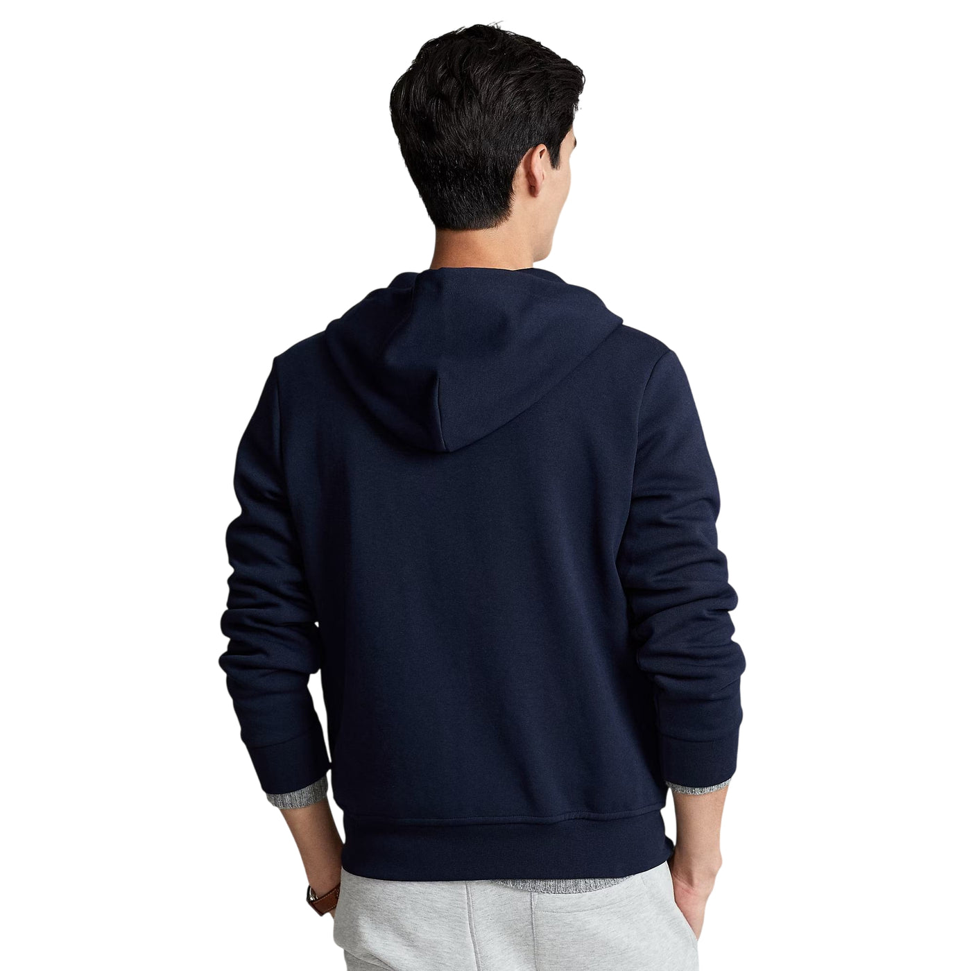 Felpa Uomo con cappuccio e zip Navy modello retro