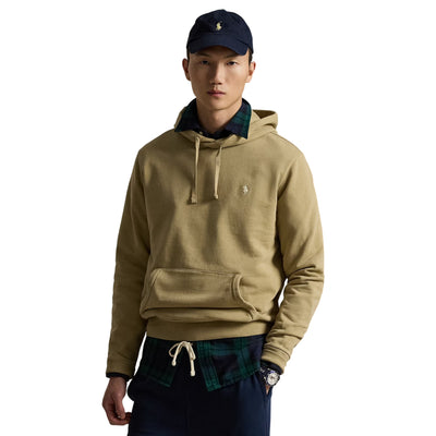 Felpa Uomo con cappuccio in cotone loopback Beige modello frontale