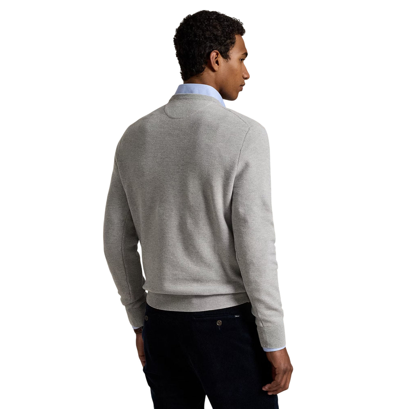 Maglia Uomo girocollo in piqué di cotone Grigio modello retro