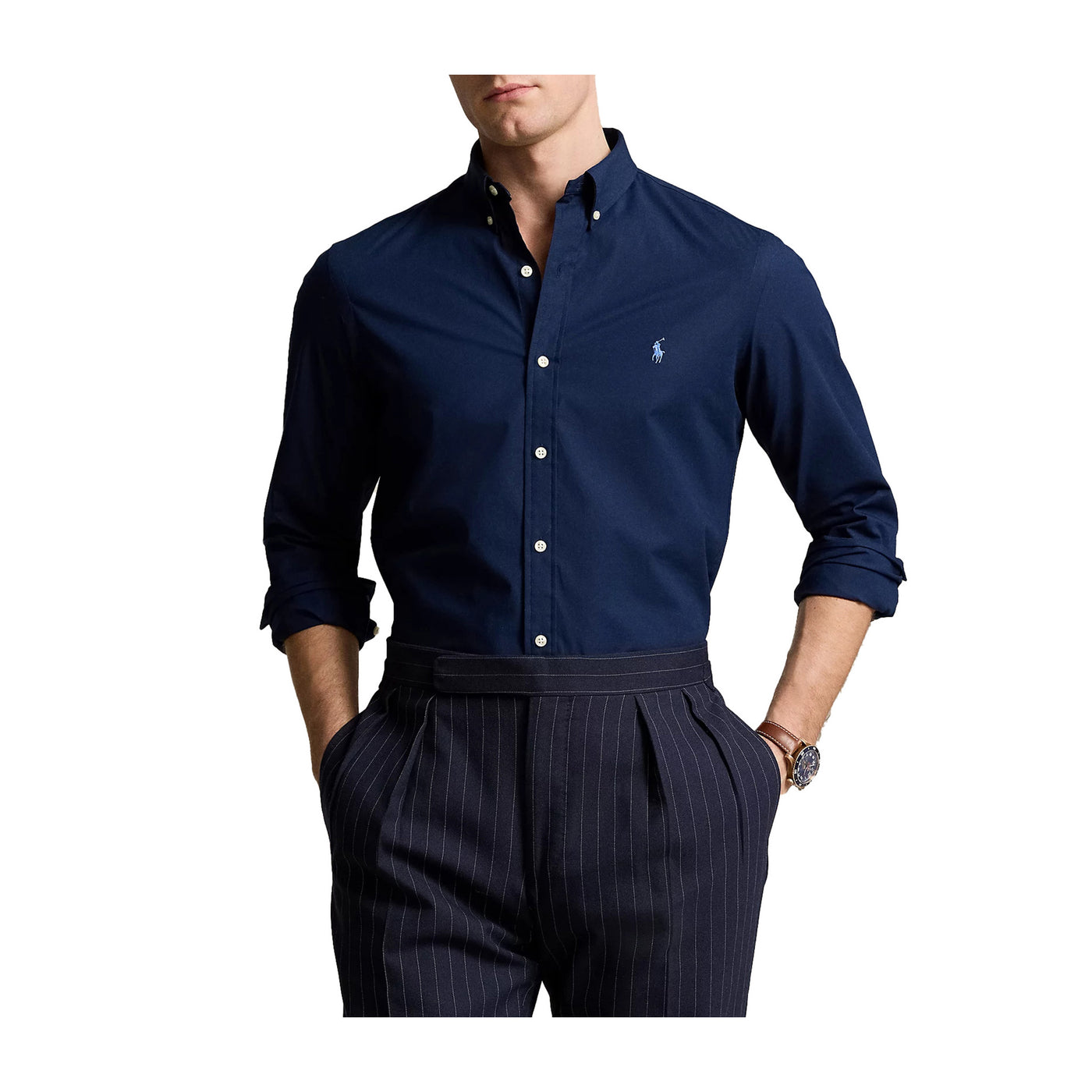 Camicia Uomo slim, in cotone elasticizzato, con colletto a punta