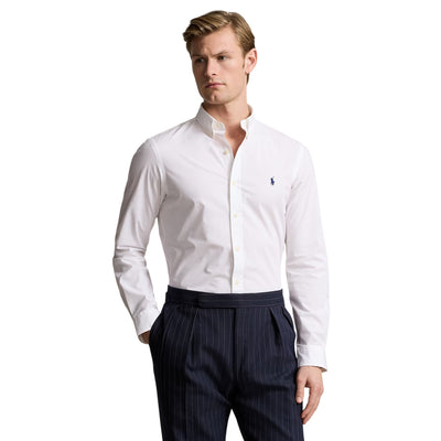 Camicia Uomo in popeline stretch Slim-Fit Bianco modello frontale