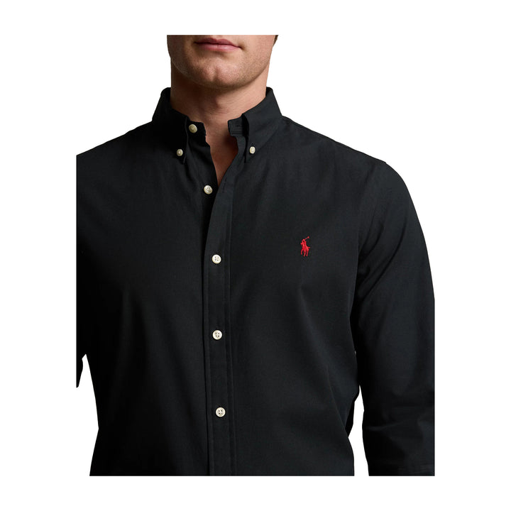 Tシャツ・カットソー Ralph Lauren Slim-Fit Stretch Poplin Shirt (710928254 002) Men's Black Poplin Shirt - Ralph Lauren | Old England