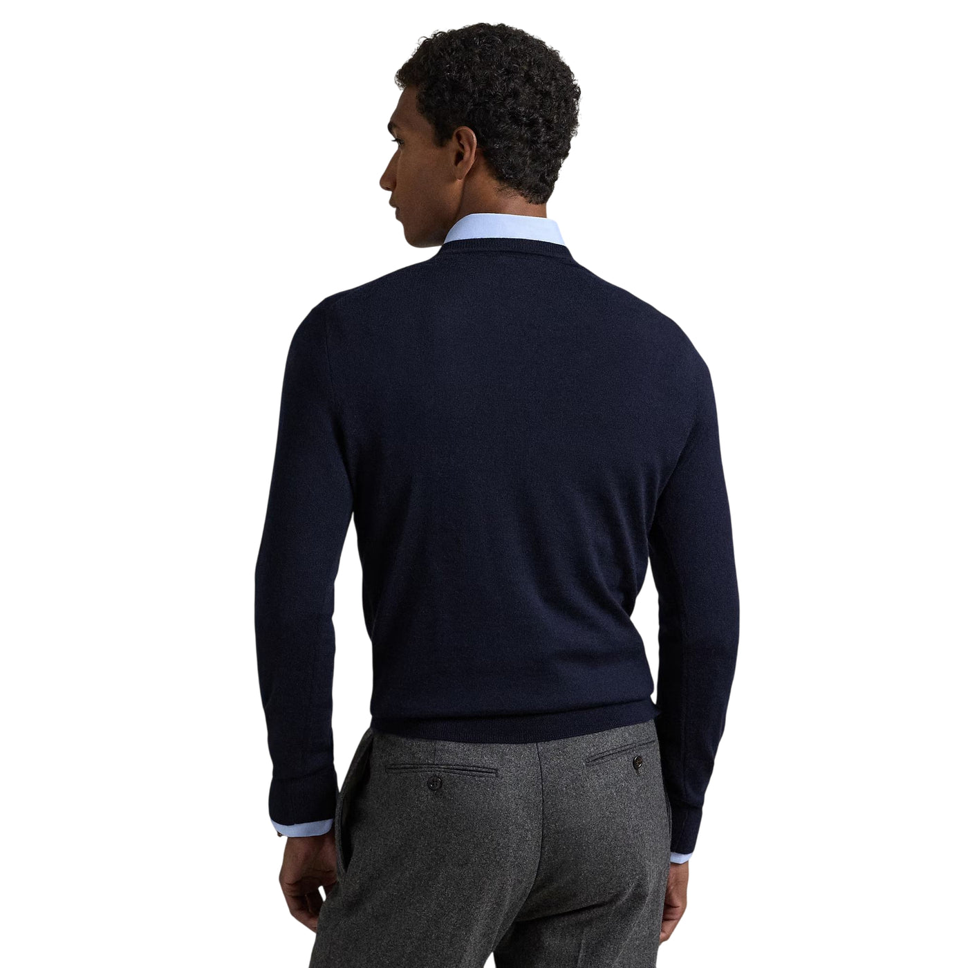 Maglia Uomo girocollo in lana Slim-Fit Navy modello retro