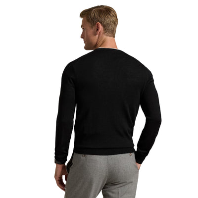 Maglia Uomo girocollo in lana Slim-Fit Nero modello retro
