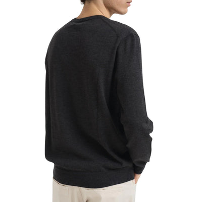 Maglia Uomo girocollo in lana Slim-Fit Grigio scuro modello retro