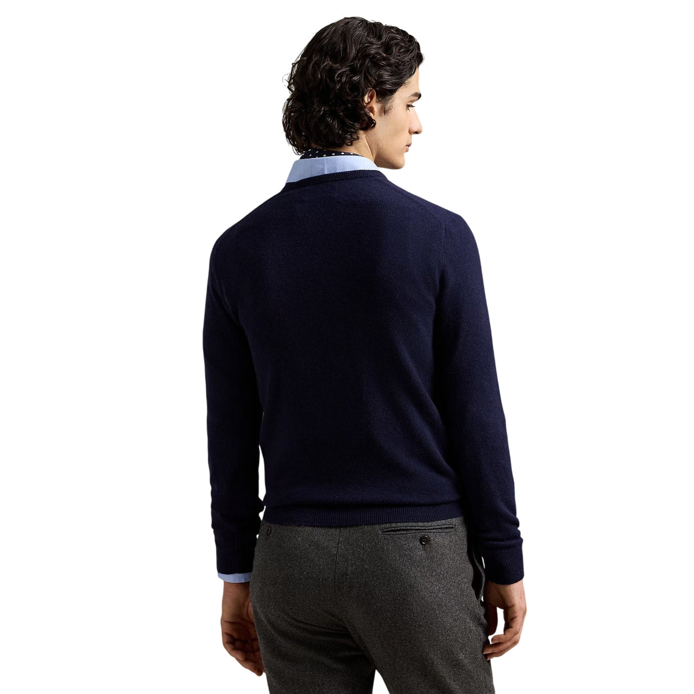 Maglia Uomo Girocollo in lana Navy modello retro