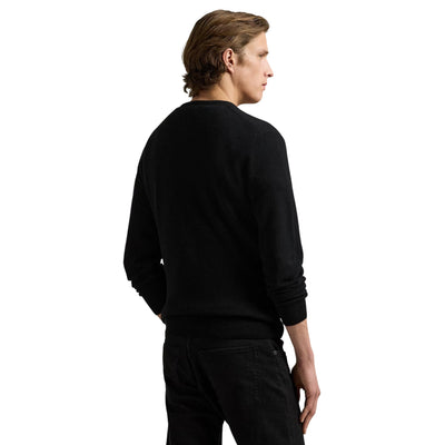 Maglia Uomo Girocollo in lana Nero modello retro