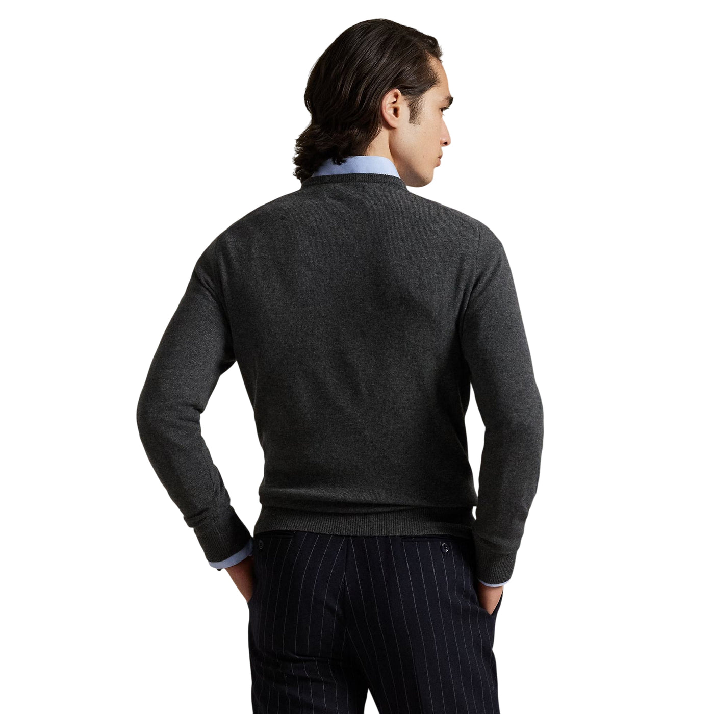 Maglia Uomo Girocollo in lana Grigio scuro modello retro