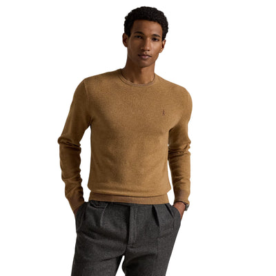Maglia Uomo Girocollo in lana Marrone modello frontale