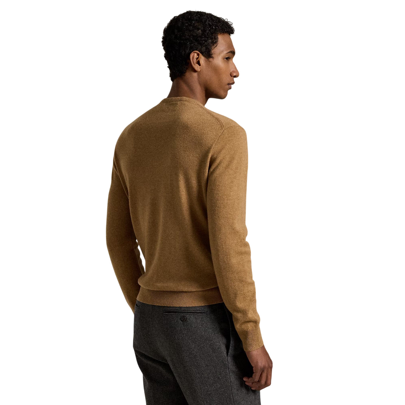 Maglia Uomo Girocollo in lana Marrone modello retro
