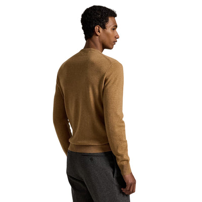 Maglia Uomo Girocollo in lana Marrone modello retro