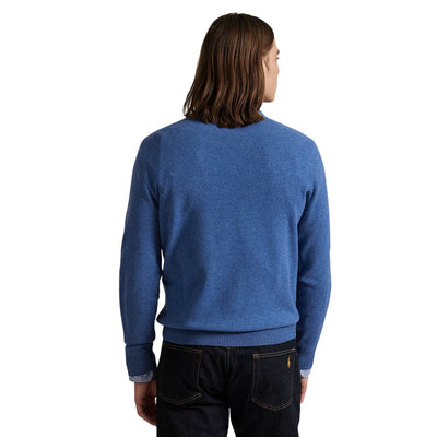 Maglia Uomo Girocollo in lana Blu modello retro