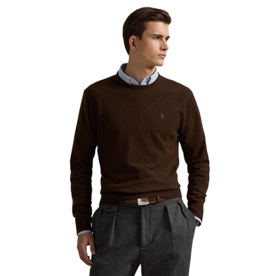 Maglia Uomo Girocollo in lana Marrone scuro modello frontale