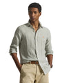 POLO RALPH LAUREN Camicia Bianca di Lino a Righe con Logo Ricamato