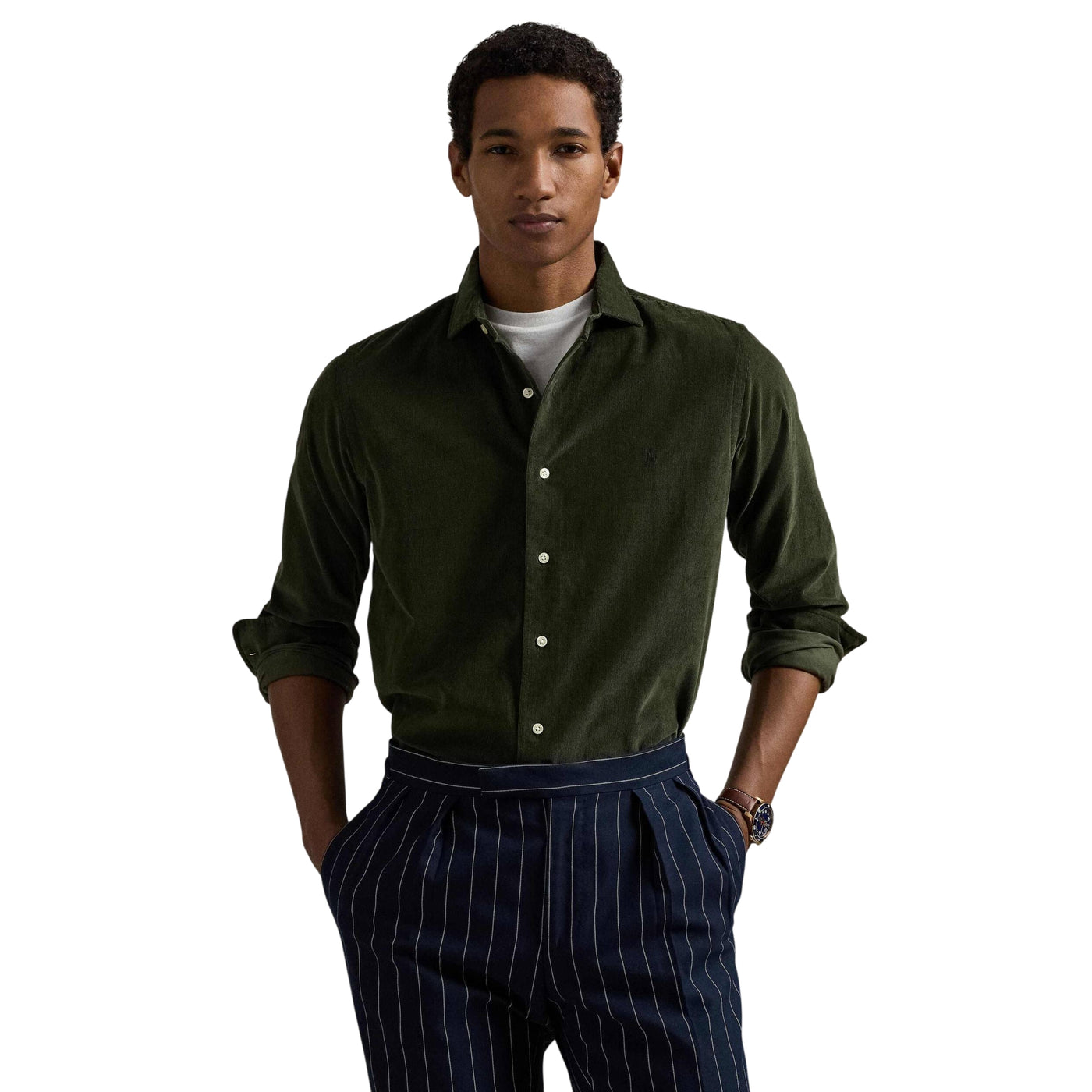 Camicia Uomo in velluto, con colletto classico e fit slim