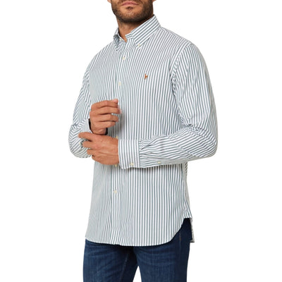 Camicia Uomo a righe con pony ricamato modello frontale