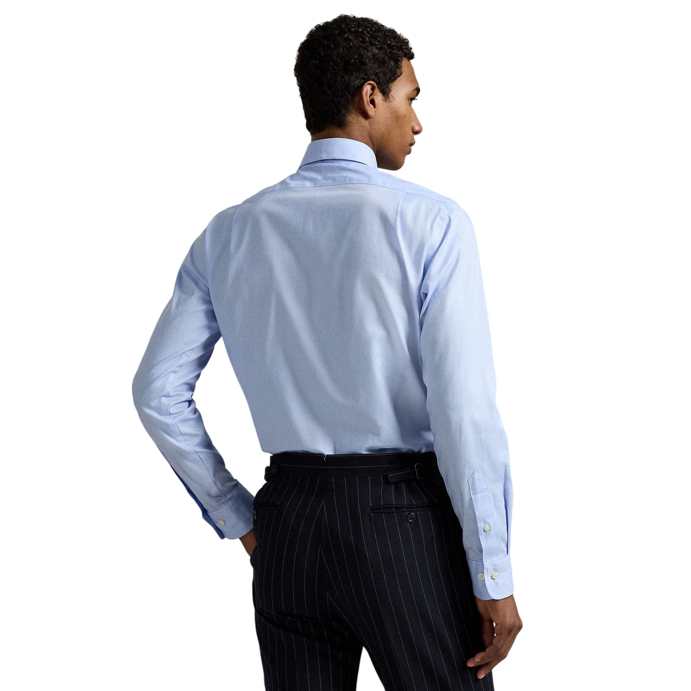 Camicia Uom effetto texture Custom-Fit Azzurro modello retro