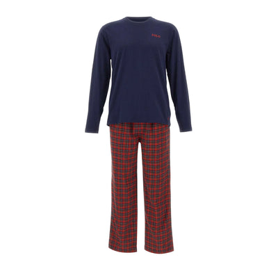Pigiama Uomo con pantaloni a quadri Rossi e t-shirt lunga Blu
