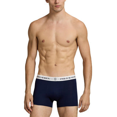 Set 3 boxer Uomo classici stretch bianco/celeste/navy modello con boxer navy