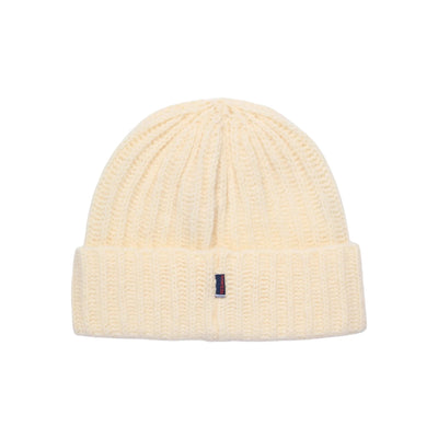 Cappello Uomo, in maglia lavorata a coste Panna, con risvolto