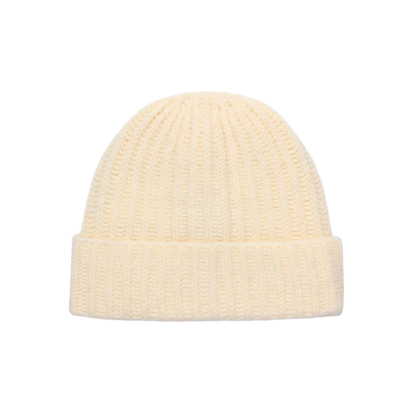 Cappello Uomo, in maglia lavorata a coste Panna, con risvolto