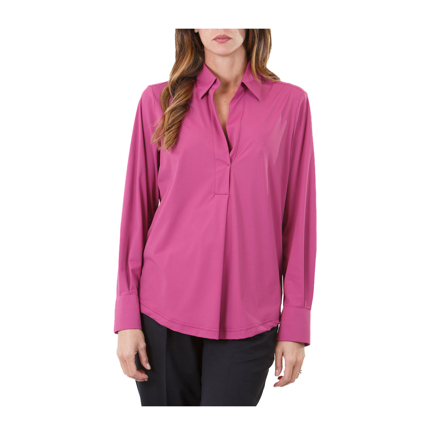 Camicia Donna Fucsia con colletto classico e bottoni