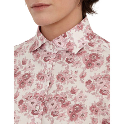 Camicia da Donna con fantasia fiori rosa dettaglio frontale