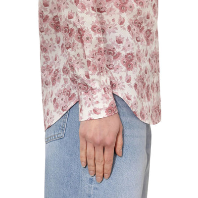 Camicia da Donna con fantasia fiori rosa dettaglio polsino