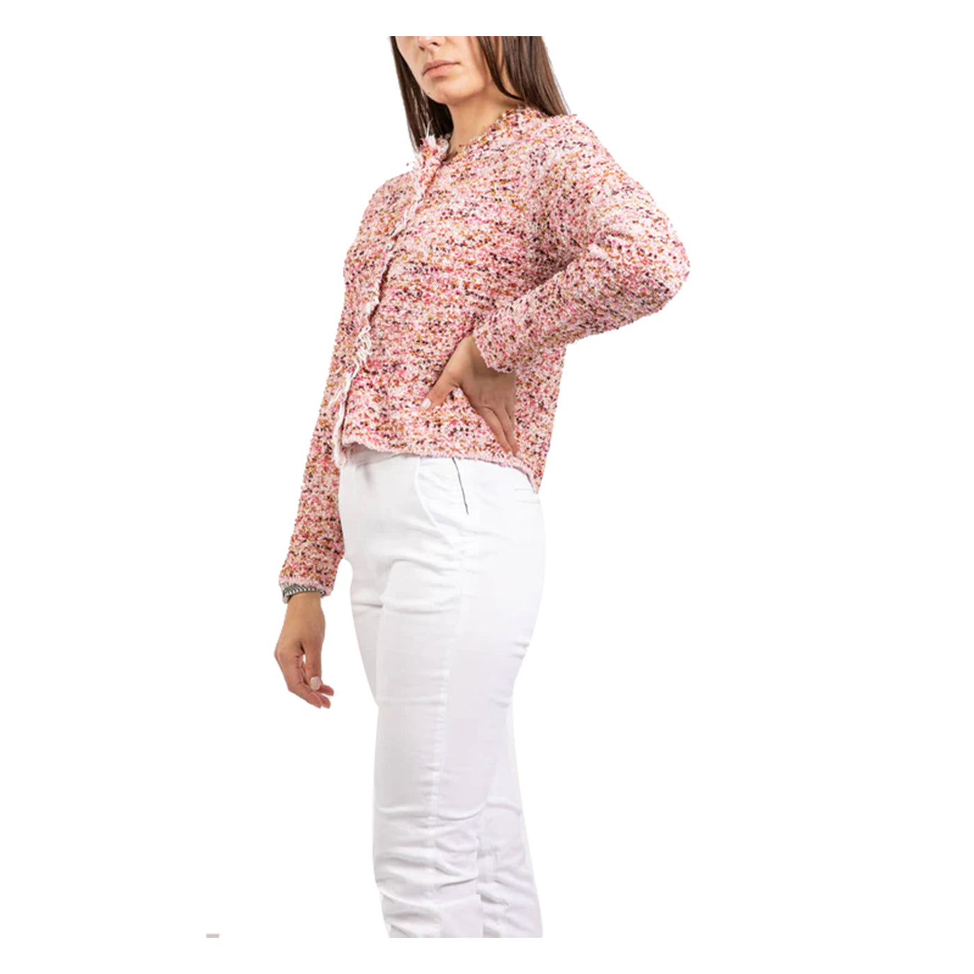 Women's cardigan with concealed buttons