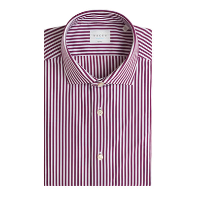 Camicia Uomo Viola a righe verticali con polsini arrotondati