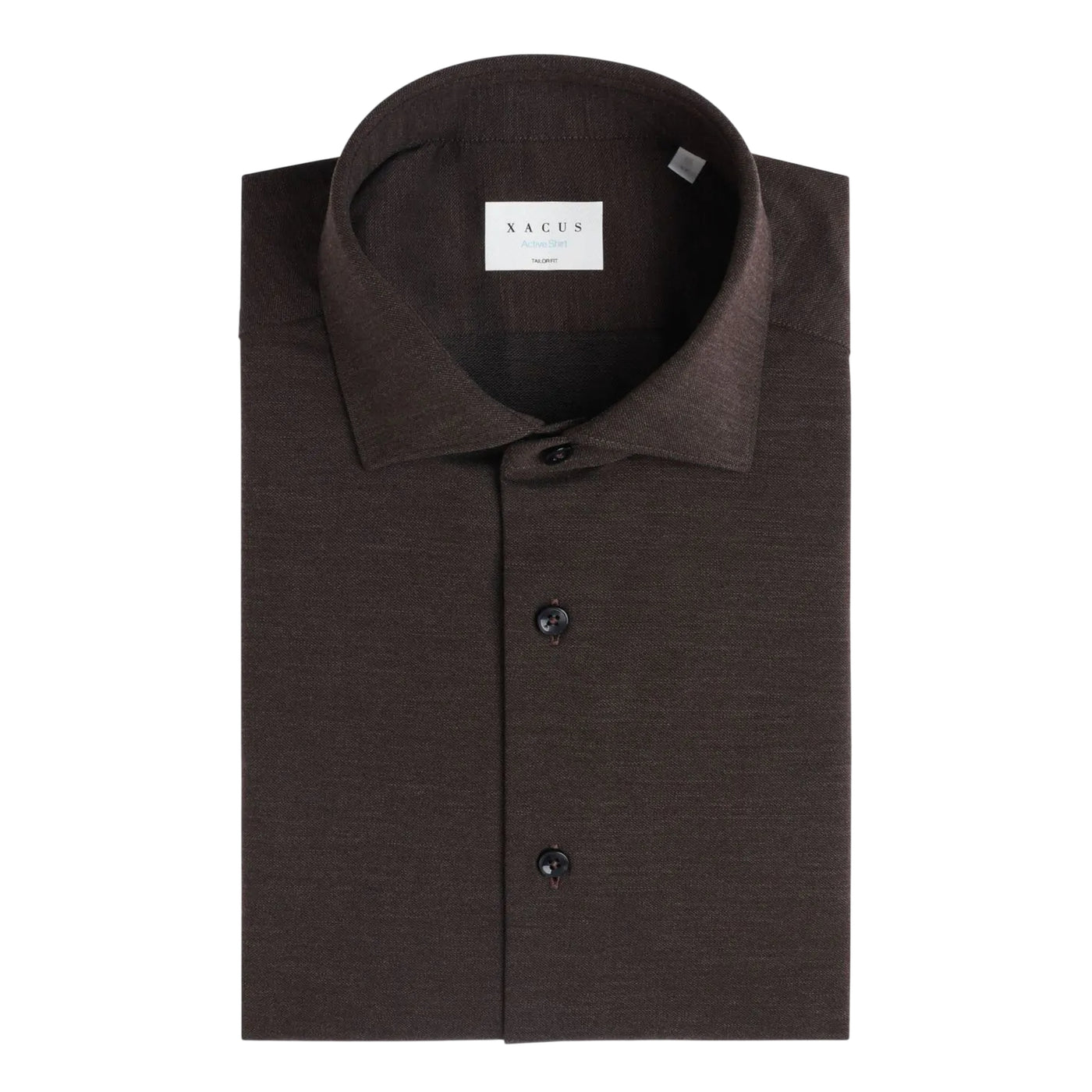 Camicia Uomo Marrone tinta unita, con colletto alla francese semirigido 