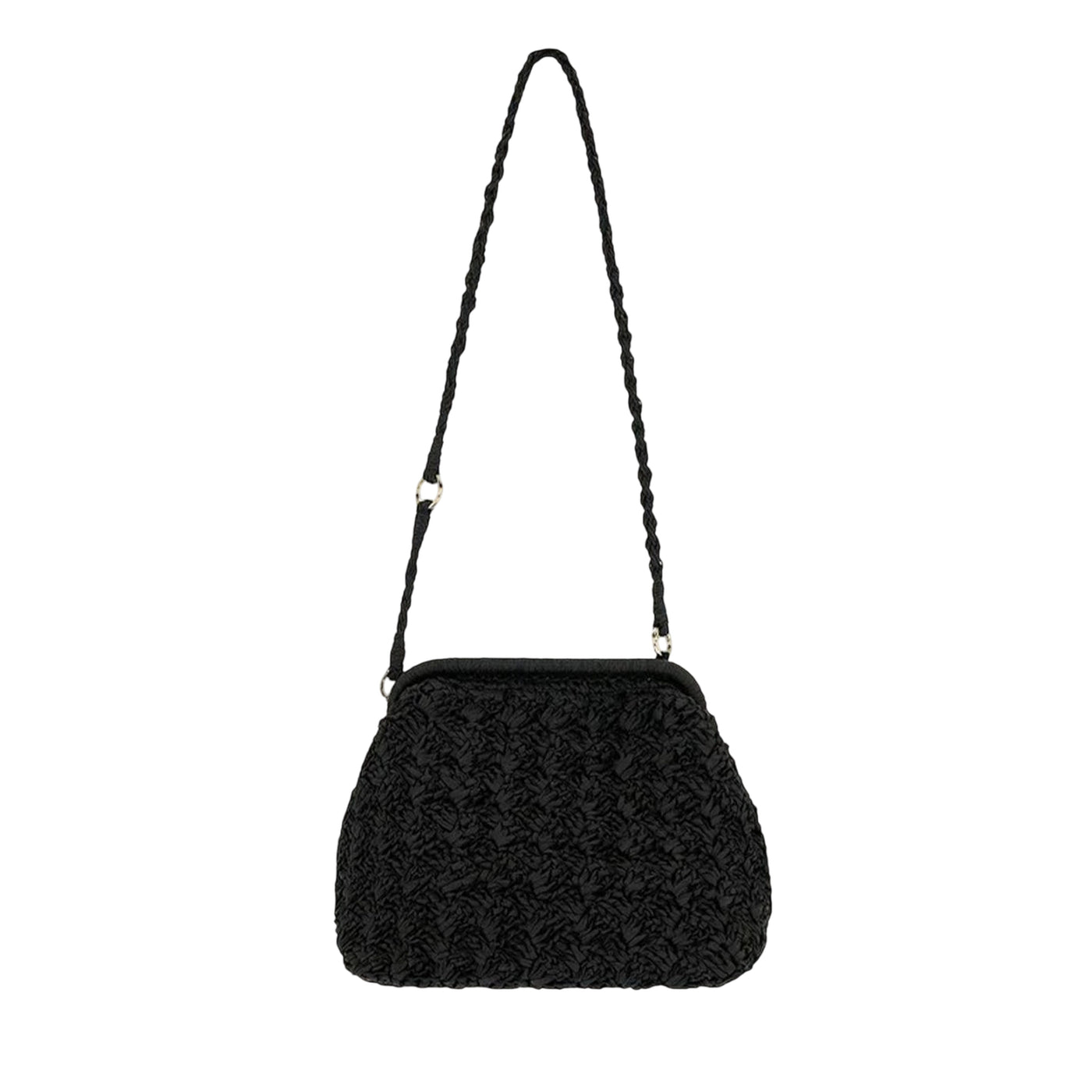 Borsa a tracolla da Donna effetto paglia nero retro