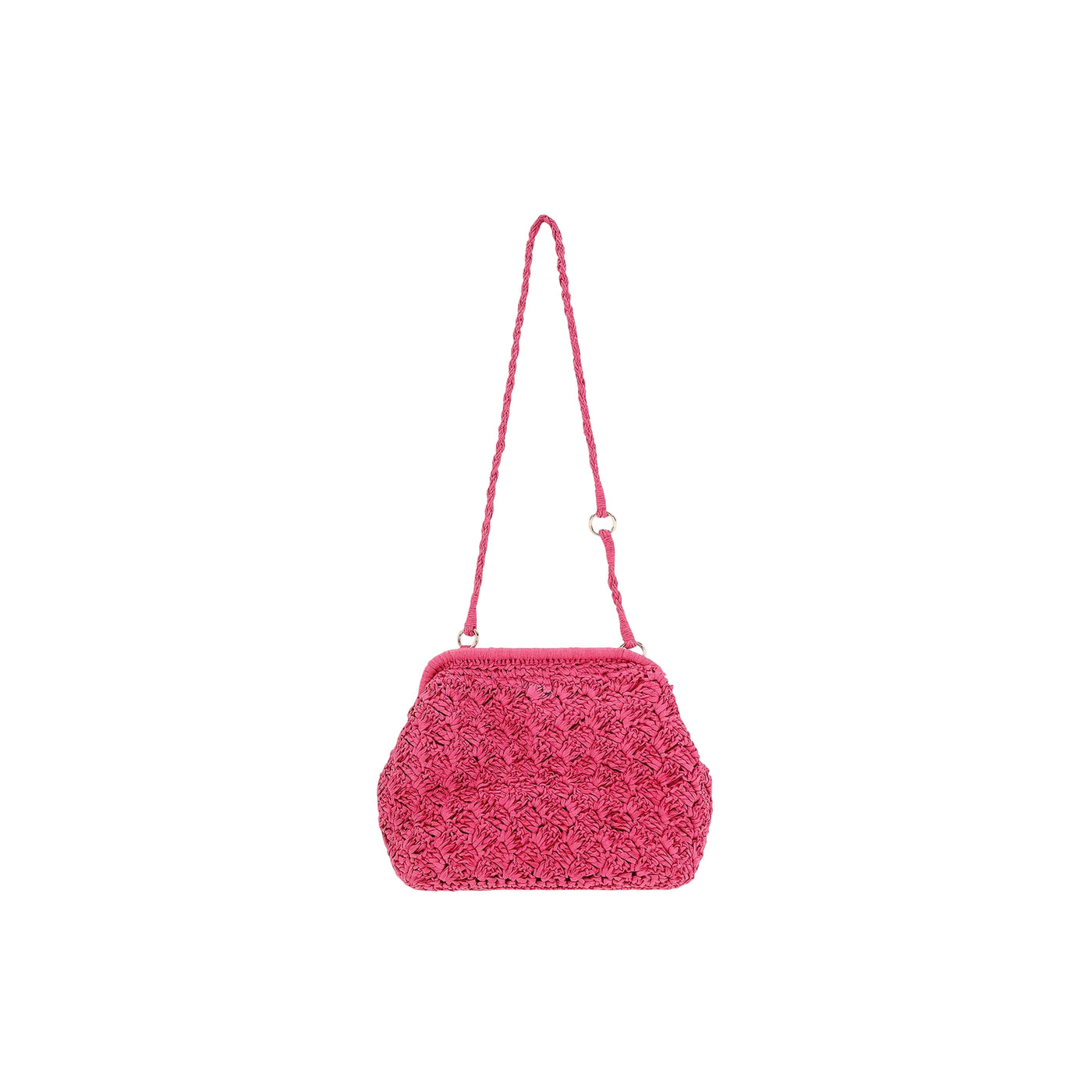Borsa a tracolla da Donna effetto paglia Fucsia