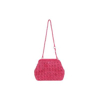 Borsa a tracolla da Donna effetto paglia Fucsia