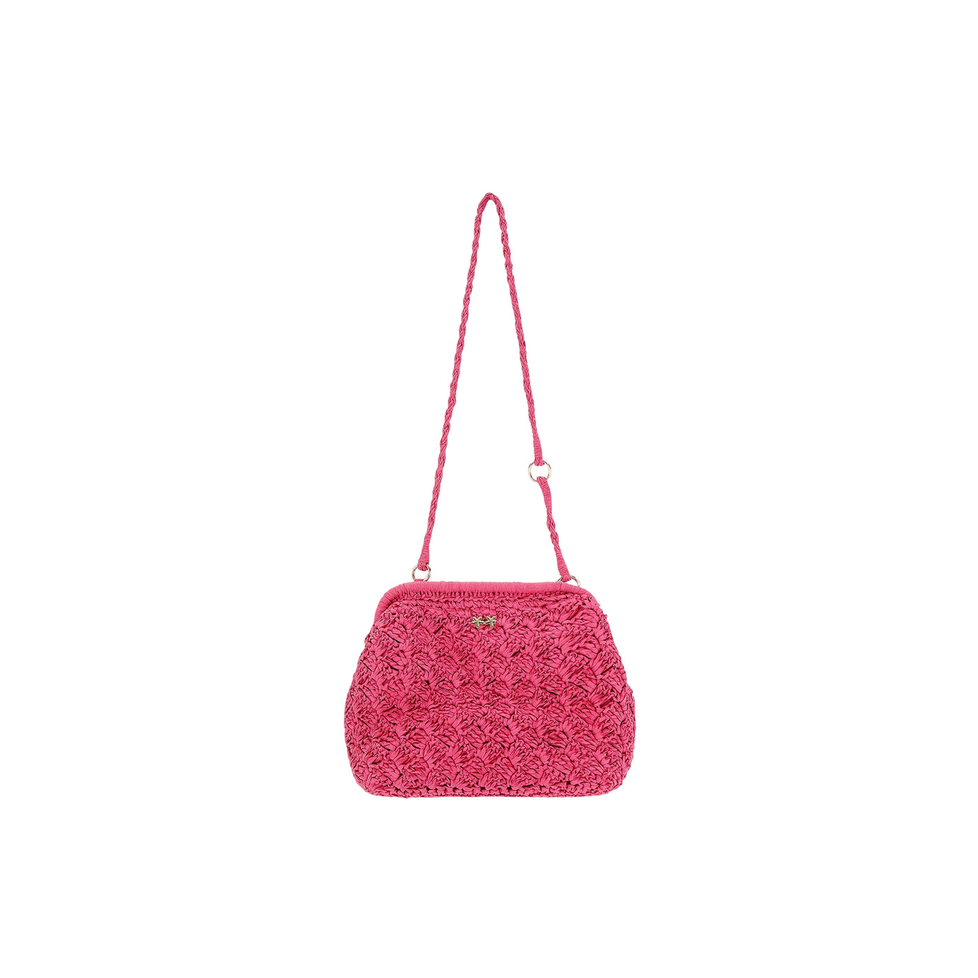 Borsa a tracolla da Donna effetto paglia Fucsia