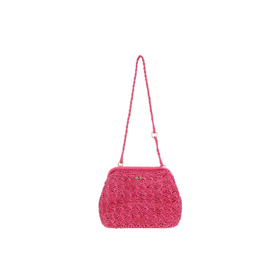 Borsa a tracolla da Donna effetto paglia Fucsia