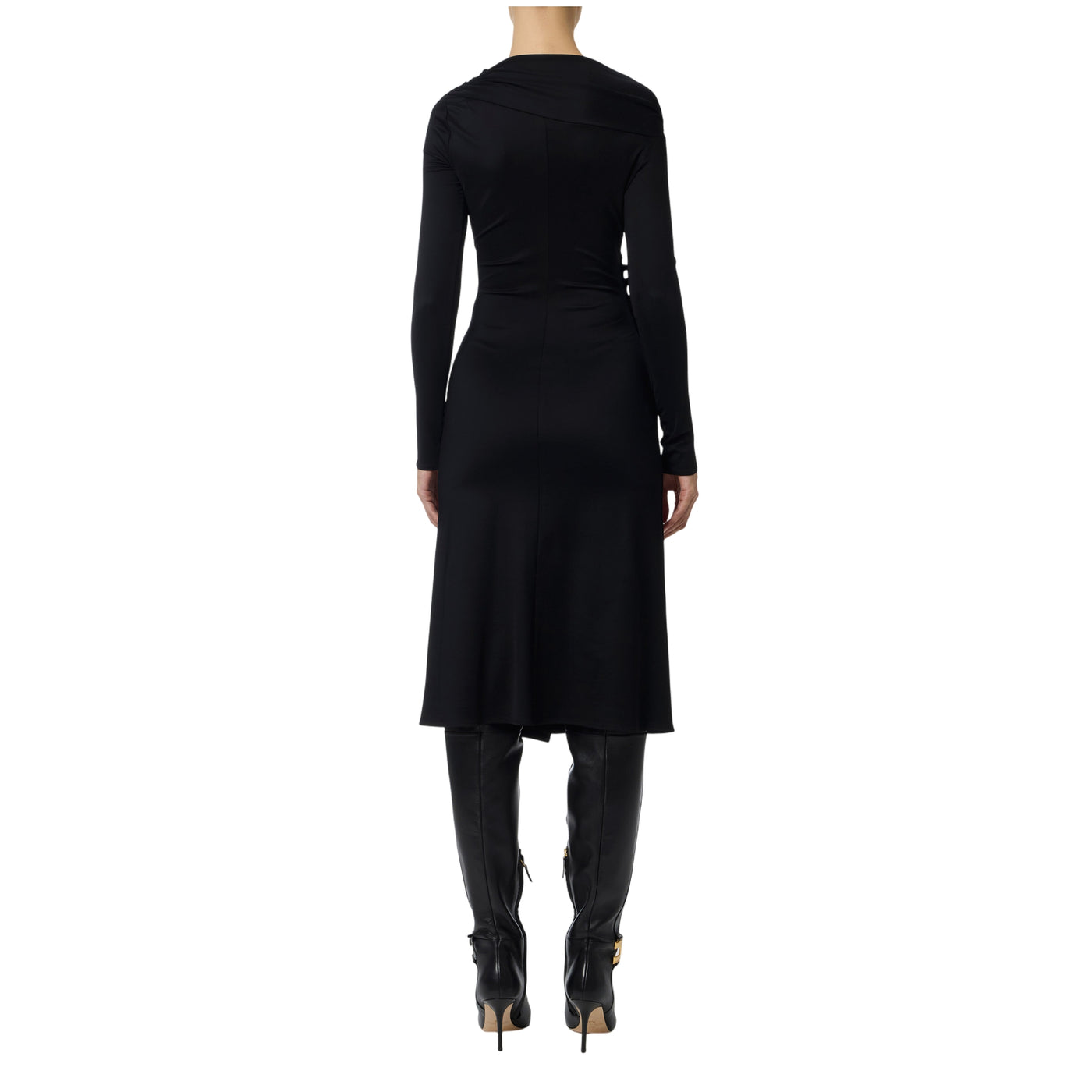 Acquista subito l'Abito donna, in jersey, scollo asimmetrico, drappeggio laterale e spacco laterale, firmato Elisabetta Franchi su Old England: vieni a scoprire tutta la collezione sul nostro sito  