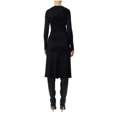 Acquista subito l'Abito donna, in jersey, scollo asimmetrico, drappeggio laterale e spacco laterale, firmato Elisabetta Franchi su Old England: vieni a scoprire tutta la collezione sul nostro sito  