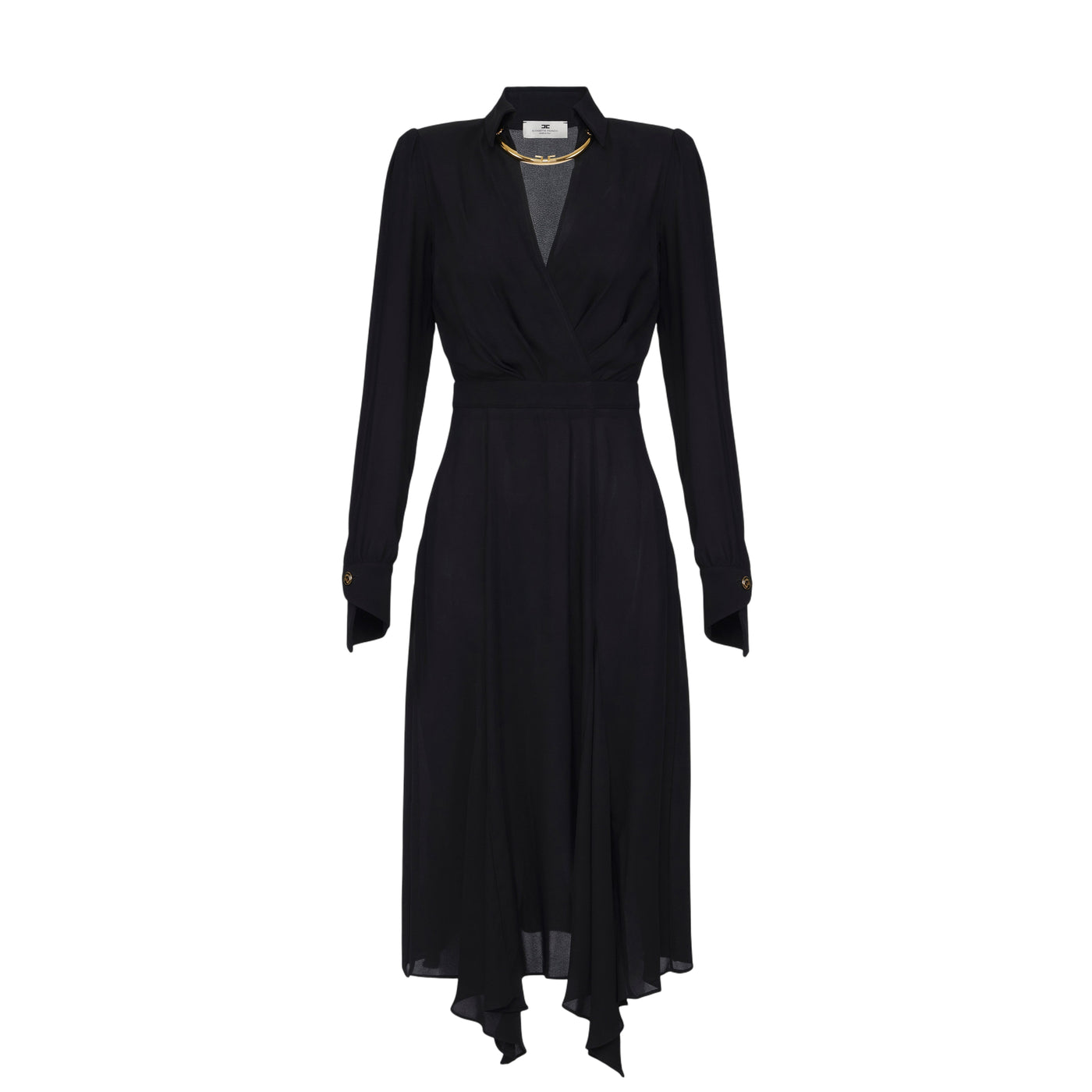 Acquista subito l'Abito Donna con scollo a V incrociato, gonna svasata a spicchi e collana amovibile a elementi tubolari, firmato Elisabetta Franchi su Old England: vieni a scoprire tutta la collezione sul nostro sito