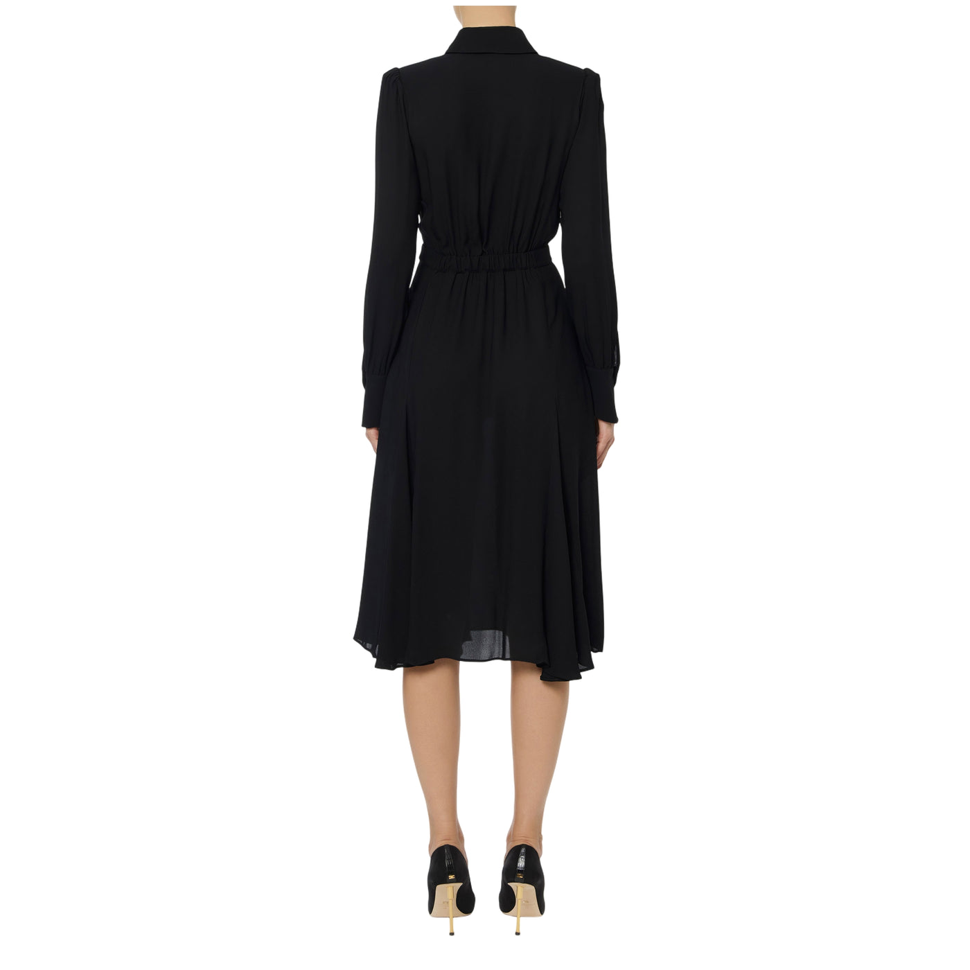 Acquista subito l'Abito Donna con scollo a V incrociato, gonna svasata a spicchi e collana amovibile a elementi tubolari, firmato Elisabetta Franchi su Old England: vieni a scoprire tutta la collezione sul nostro sito