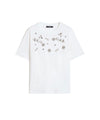 T-shirt Donna con ricami sul davanti bianco