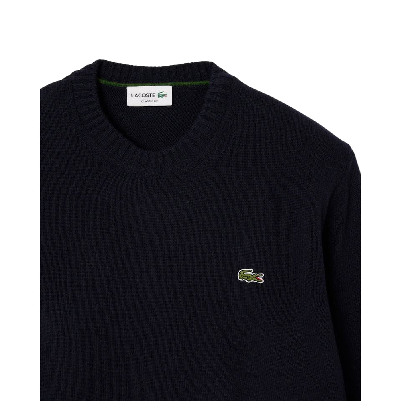 Maglione Uomo a girocollo in lana cardata Navy dettaglio