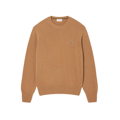Maglione Uomo a girocollo in lana cardata Marrone